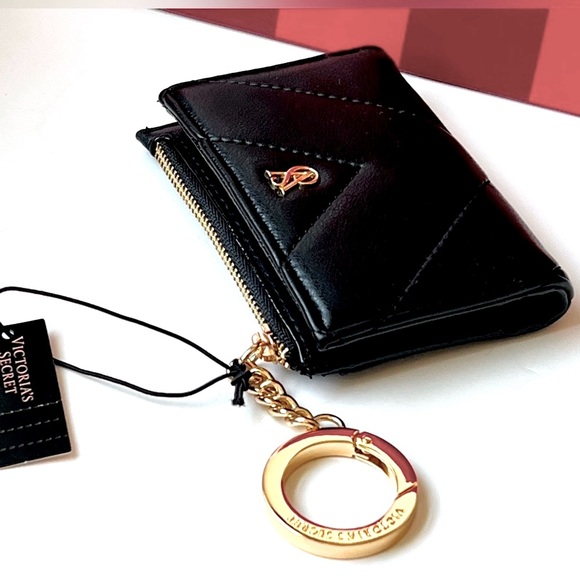 Victoria’s Secret Black Chevron Quilted Foldover Card Case ~ NWT & Bag - Picture 3 of 16